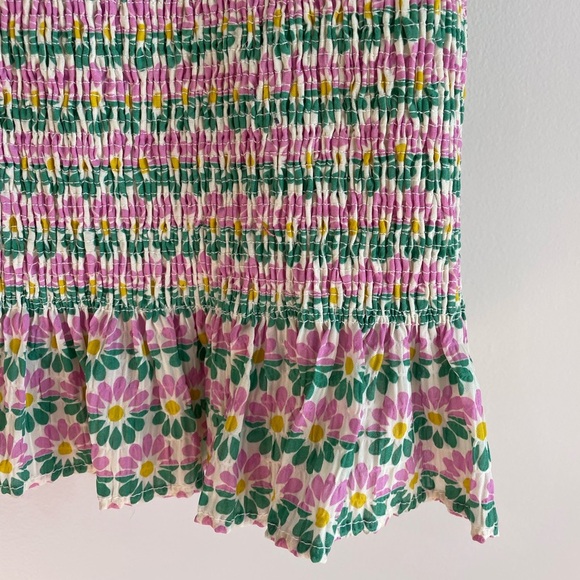 Zara Smocked Daisy Floral Mini Skirt - Green/Pink/White - Size Extra Small XS - Picture 5 of 8